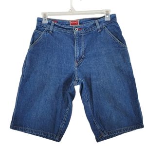 00s Hilfiger Blue Jean Carpenter Shorts Mid Rise Relaxed Med Wash Men 30 (32x12)